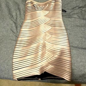Gold BCBG mini strapless dress